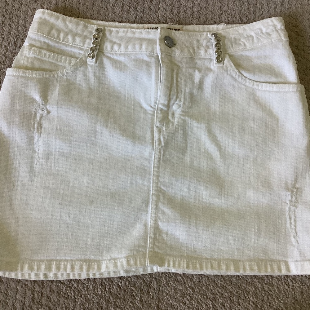 Zadig & Voltaire white distressed denim mini skirt “Jil Twill” - Size 36, Small